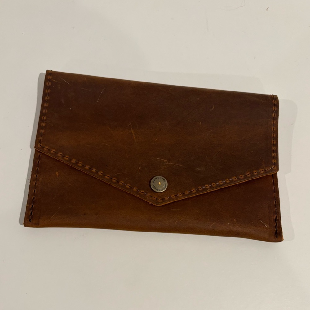 Portland Leather Brown Envelope Wallet Clutch